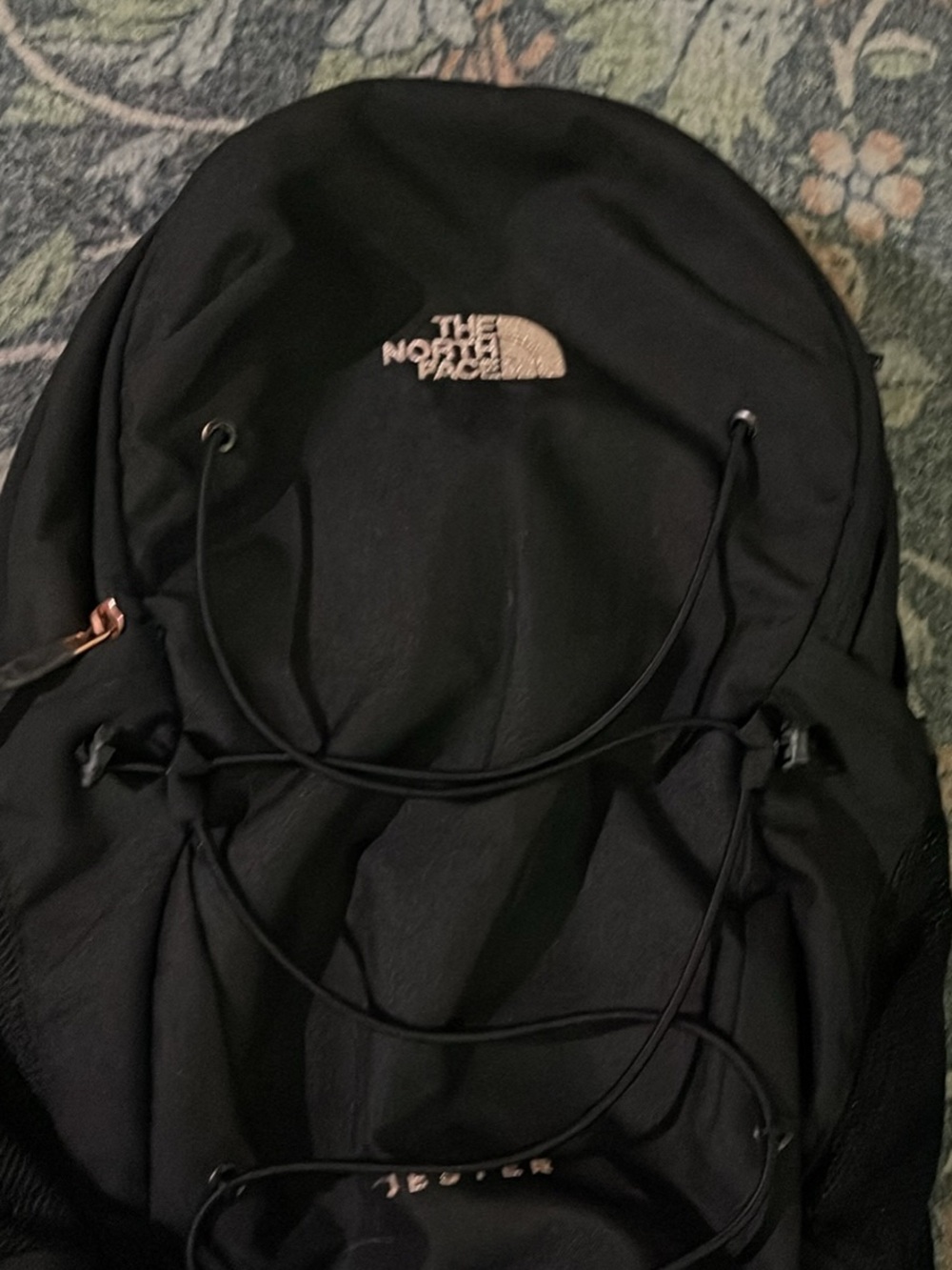 The North Face Black Backpack with Exterior Bungee Cord